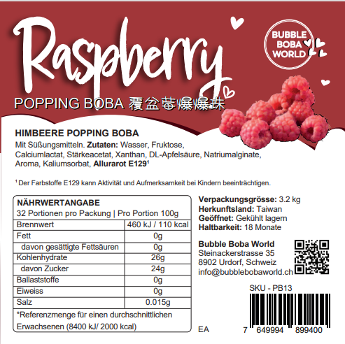 Raspberry Popping Boba - 3.2kg